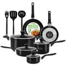 Conjunto de utensílios de cozinha NutriChef NCCWA13 antiaderente de 13 peças preto