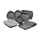 Conjunto de utensílios de cozinha Rachael Ray, antiaderente, 10 peças, cinza com alças azuis