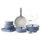 Conjunto de utensílios de cozinha SENSARTE: Panelas e frigideiras de cerâmica, 17 peças, azul marinho