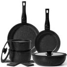 Conjunto de utensílios de cozinha SODAY, 15 unidades, antiaderente, com alça removível, preto