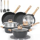 Conjunto de utensílios de cozinha SODAY, 17 peças antiaderentes com ferramentas de silicone, preto