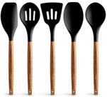 Conjunto de utensílios de cozinha Zulay de silicone antiaderente com madeira de acácia