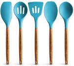 Conjunto de Utensílios de Cozinha Zulay - Silicone Antiaderente com Cabo de Madeira de Acácia