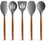 Conjunto de Utensílios de Cozinha Zulay - Silicone Antiaderente com Cabo de Madeira de Acácia