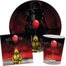 Conjunto de utensílios de festa Silver Buffalo IT Pennywise the Clown, pacote com 60 Conjunto de utensílios de festa Silver Buffalo IT Pennywise the Clown, pacote com 60