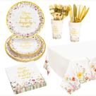 Conjunto de utensílios de mesa Crisky Cheers to Love Gold para 24 convidados