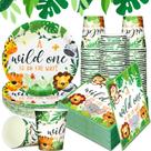 Conjunto de utensílios de mesa e suprimentos de festa Jungle Safari Baby Shower 200 unidades