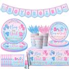 Conjunto de utensílios de mesa Gender Reveal 142 peças - azul e rosa Conjunto de utensílios de mesa Gender Reveal 142 peças - azul e rosa