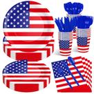 Conjunto de utensílios de mesa Jremreo 175 unidades, bandeira dos EUA, serve 25