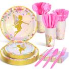 Conjunto de utensílios de mesa Meanplan Fairy Party Supplies 168 unidades