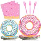 Conjunto de utensílios de mesa Tevxj Donut com tema de aniversário 96 unidades para 24 convidados