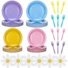 Conjunto de utensílios de mesa Zhehao Pink Blue Dog Birthday Party 96 unidades Conjunto de utensílios de mesa Zhehao Pink Blue Dog Birthday Party 96 unidades