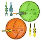 Conjunto de Utensílios e Pratos Constructive Eating - Dinossauros e Construção Conjunto de Utensílios e Pratos Constructive Eating - Dinossauros e Construção