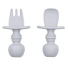 Conjunto de utensílios para bebês Bumkins Chewtensils Silicone 6 meses cinza