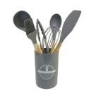 Conjunto De Utensílios Para Cozinha Em Silicone Com Cabo De Madeira 7 Peças Lehaví