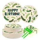 Conjunto de utensílios para festa Greencian 200 peças com design de picles Conjunto de utensílios para festa Greencian 200 peças com design de picles