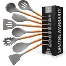 Conjunto de utensílios Zulay Kitchen antiaderente de silicone com madeira de acácia, 8 peças