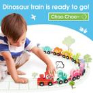 Conjunto de vagões de trem de dinossauros de madeira, 11 unidades com números Montessori