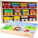 Conjunto de vagões de trem Orbrium 12 com caixa de armazenamento de madeira de 3 a 7 anos