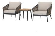Conjunto De Varanda Madeira Teca 3 Pecas 1 Mesa 2 Cadeiras