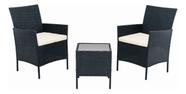Conjunto De Varanda Preto 3 Pecas Com Sofa