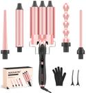 Conjunto de varinhas de ondulação MOCEMTRY 5 em 1 com prensador de cabelo de 3 cilindros