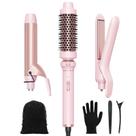 Conjunto de varinhas onduladas Wavytalk 3 em 1 com escova redonda, chapinha