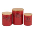 Conjunto de vasilhas DII Retro Collection Ceramics Red 3 peças