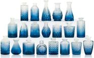 Conjunto de vasos Bud QLOFEI Blue Glass, 20 unidades para flores, decoração de casa