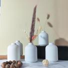 Conjunto de Vasos de Cerâmica QUALLON 6 Brancos 10 x 8 cm Minimalista