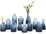 Conjunto de vasos de vidro azul TBWIND, 12 unidades para flores