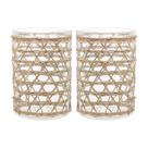 Conjunto De Vasos De Vidro & Fibra Natural Decorativo Para Estante 2 Unidades