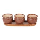 Conjunto de Vasos para Ervas de Cerâmica DII Marrom 30x10x10 cm