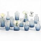 Conjunto de Vasos para Flores BEAHOT com 12 Peças, Vidro Azul para Decoração de Mesa