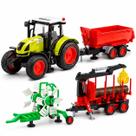 Conjunto de Veículos de Brinquedo Cocopuff Trator Agrícola 1:16 com Luz e Som