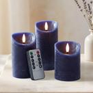 Conjunto de Velas LED sem Chama Elyrae Azul-Marinho com Controle Remoto e Timer
