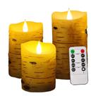 Conjunto de velas LED sem chama NICEME Birch Bark com controle remoto