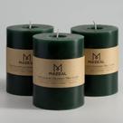 Conjunto de velas Pillar MOZEAL, derramado à mão, sem perfume, 3x4, verde escuro