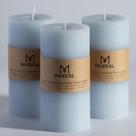Conjunto de velas Pillar MOZEAL, derramado à mão, sem perfume, 3x6, azul bebê