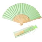 Conjunto de ventiladores manuais de papel SL crafts com sacos de organza x50 verde claro
