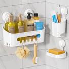 Conjunto de ventosas Shower Caddy LEVERLOC com suporte para sabonete e escova de dentes