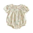 Conjunto De Verão Em Algodão E Linho Floral Para Bebês: Body, Faixa De Cabelo, Camisa E Shorts Para Conjunto De Verão Em Algodão E Linho Floral Para Bebês: Body, Faixa De Cabelo, Camisa E Shorts Para
