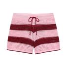 Conjunto De Verão Feminino Em Tricô Com Camisa Listrada E Shorts, Terno De Praia De Manga Curta Com Conjunto De Verão Feminino Em Tricô Com Camisa Listrada E Shorts, Terno De Praia De Manga Curta Com