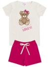 Conjunto de Verão Infantil Feminino Blusa e Shorts Love - KK Kids