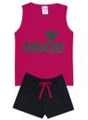 Conjunto de Verão Infantil Feminino Regata e Shorts Preto Mood - KK Kids