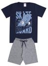 Conjunto de Verão Infantil Masculino Blusa Azul e Shorts Skateboard - KK Kids Conjunto de Verão Infantil Masculino Blusa Azul e Shorts Skateboard - KK Kids