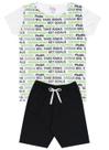 Conjunto de Verão Infantil Masculino Blusa Branca e Shorts Preto Escritas - KK Kids Conjunto de Verão Infantil Masculino Blusa Branca e Shorts Preto Escritas - KK Kids