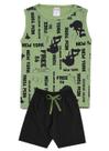 Conjunto de Verão Infantil Masculino Regata Verde e Shorts Preto New York - KK Kids