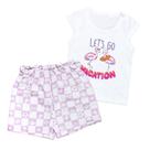Conjunto de Verão para Bebê Menina Cor Creme - Tema Flamingos Conjunto de Verão para Bebê Menina Cor Creme - Tema Flamingos