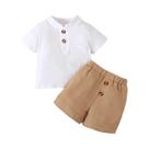 Conjunto De Verão Para Bebê Menino 3-24 Meses Camiseta Branca De Manga Curta E Shorts 2 Peças